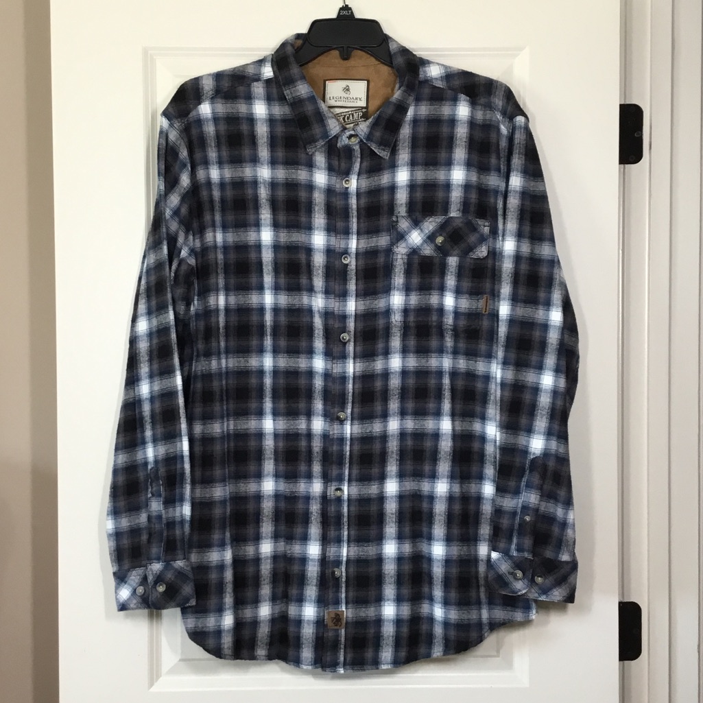 Legendary Whitetails Men’s Big & Tall Buck Camp Flannel Shirt, Birch Plaid, 2xt
